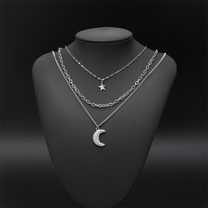 Casual Simple Style Classic Style Star Moon Stainless Steel  Stainless Steel Polishing Plating Gold Plated Necklace