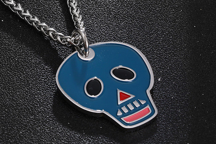 Hip-Hop Color Block Stainless Steel Pendant Necklace In Bulk