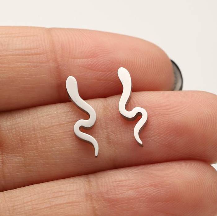 1 Pair Casual Cool Style Snake Plating Stainless Steel  Ear Studs