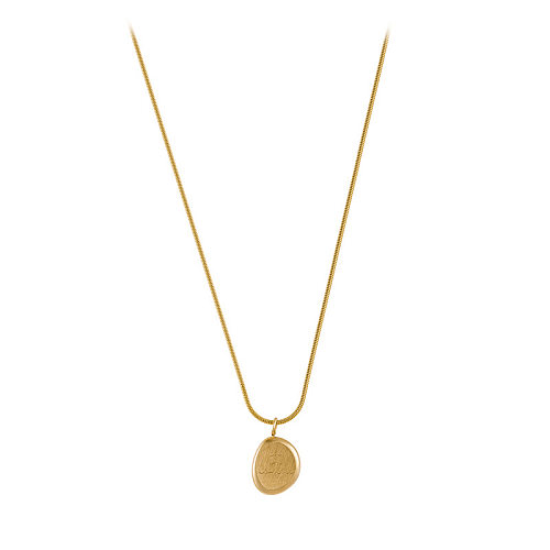 IG Style Simple Style Letter Solid Color Stainless Steel Plating 18K Gold Plated Pendant Necklace