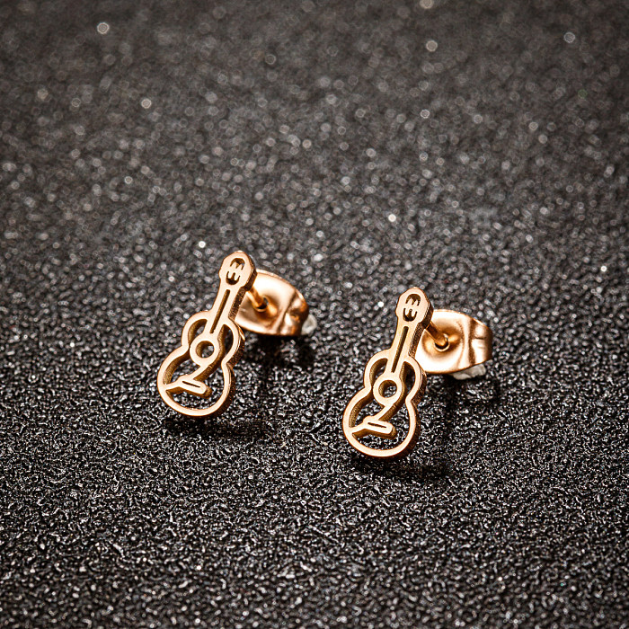 Clous d'oreilles en acier inoxydable plaqué or 1 carats, 18 paire, Style Simple, polissage pour violoncelle, ajouré