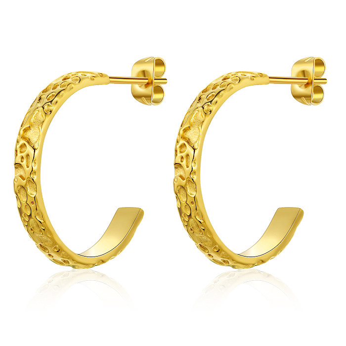 1 Pair Casual Simple Style C Shape Plating Stainless Steel  Gold Plated Ear Studs