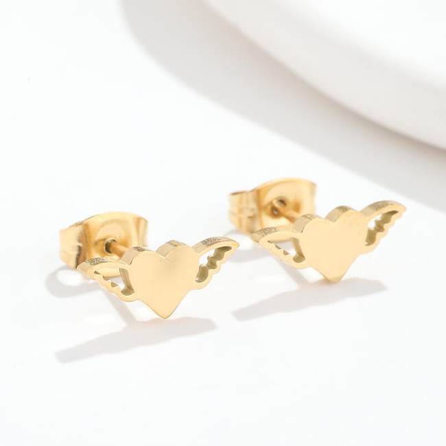 1 Pair Simple Style Heart Shape Stainless Steel  Plating Earrings