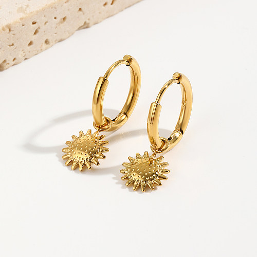 1 Pair Casual Vintage Style Sun Stainless Steel  Polishing Plating 14K Gold Plated Drop Earrings