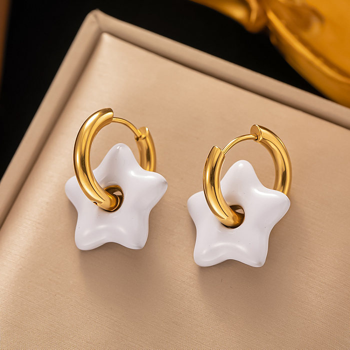 1 paire de boucles d'oreilles pendantes en acier inoxydable plaqué étoile de Style moderne