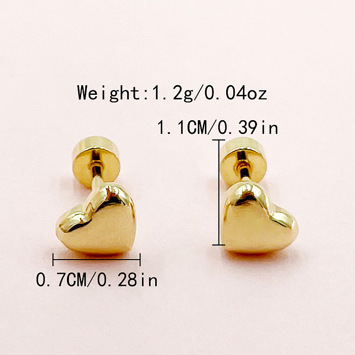 1 Pair Basic Simple Style Star Moon Heart Shape Plating Stainless Steel  Gold Plated Ear Studs