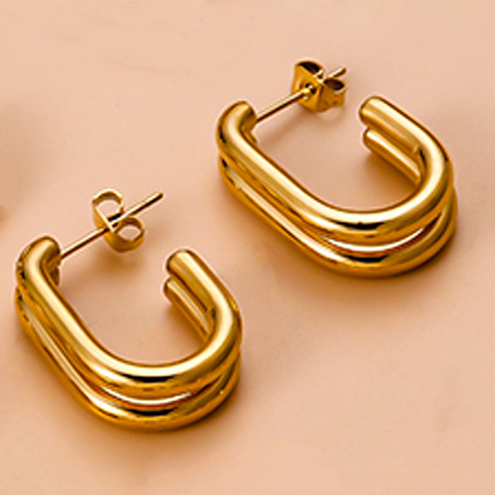 1 paire de boucles d'oreilles en acier inoxydable plaqué or 18 carats, Style Vintage, Simple, pompon, forme de cœur, serpent