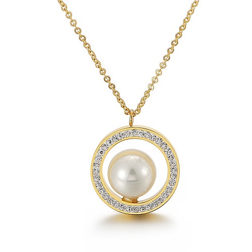 Kalen nouvelle offre de commerce extérieur mode européenne et américaine strass perle creuse en acier inoxydable dame tempérament collier en gros