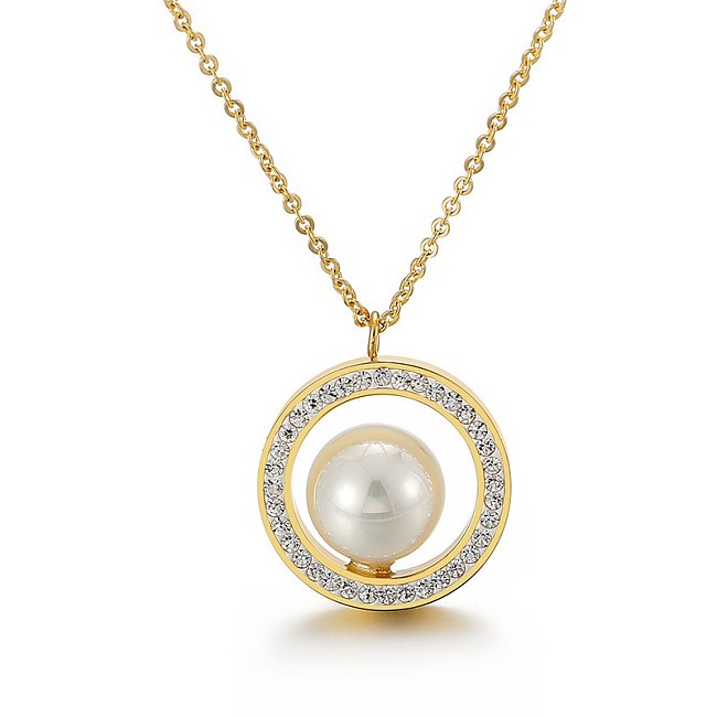 Kalen nouvelle offre de commerce extérieur mode européenne et américaine strass perle creuse en acier inoxydable dame tempérament collier en gros