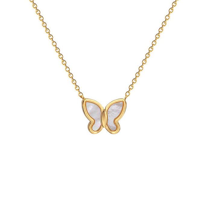 Simple Style Butterfly Stainless Steel Plating Pendant Necklace 1 Piece