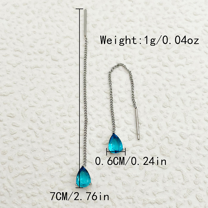 1 Pair Simple Style Roman Style Water Droplets Plating Inlay Stainless Steel  Zircon Gold Plated Drop Earrings