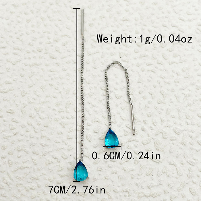 1 Paar schlichte Ohrringe im römischen Stil mit Wassertropfen-Beschichtung, Inlay, Edelstahl, Zirkon, vergoldet