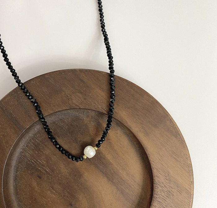 1 Stück modische Kreis-Perlenkette aus Edelstahl