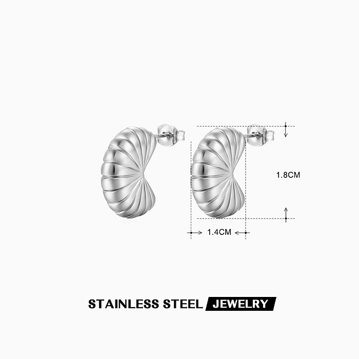 1 paire de clous d'oreilles en acier inoxydable plaqué en forme de C, Style rétro Simple