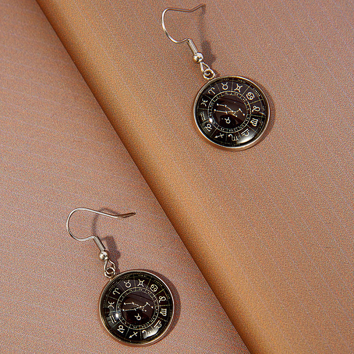 1 Pair Classic Style Constellation Stainless Steel  Handmade Inlay Glass Drop Earrings