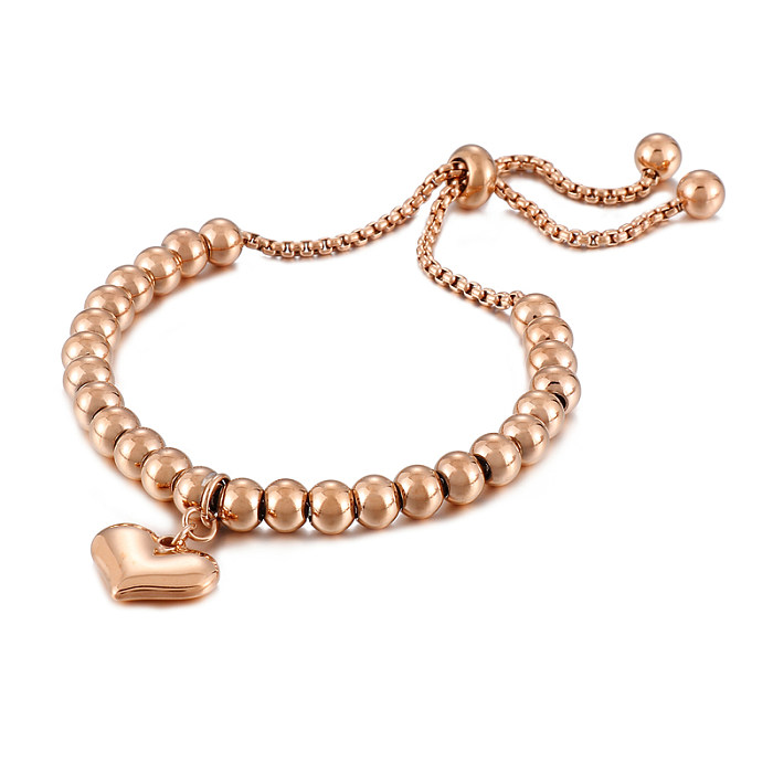 Bracelets perlés en acier inoxydable en forme de cœur doux