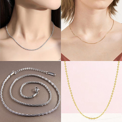 Simple Style Solid Color Stainless Steel  Necklace In Bulk