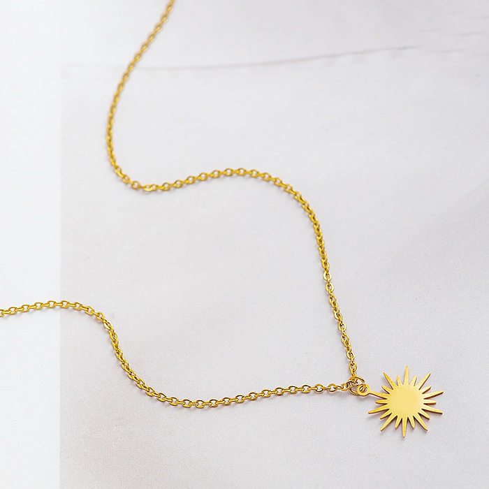 Sonnenblume Edelstahl Halskette weibliche geometrische Halskette Großhandel