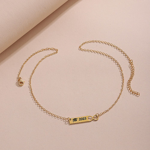 Simple Style Trencher Cap Number Stainless Steel  Plating Necklace