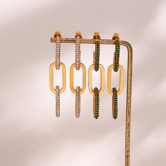 Modische geometrische Edelstahl-Überzug-Zirkon-Ohrringe, 1 Paar