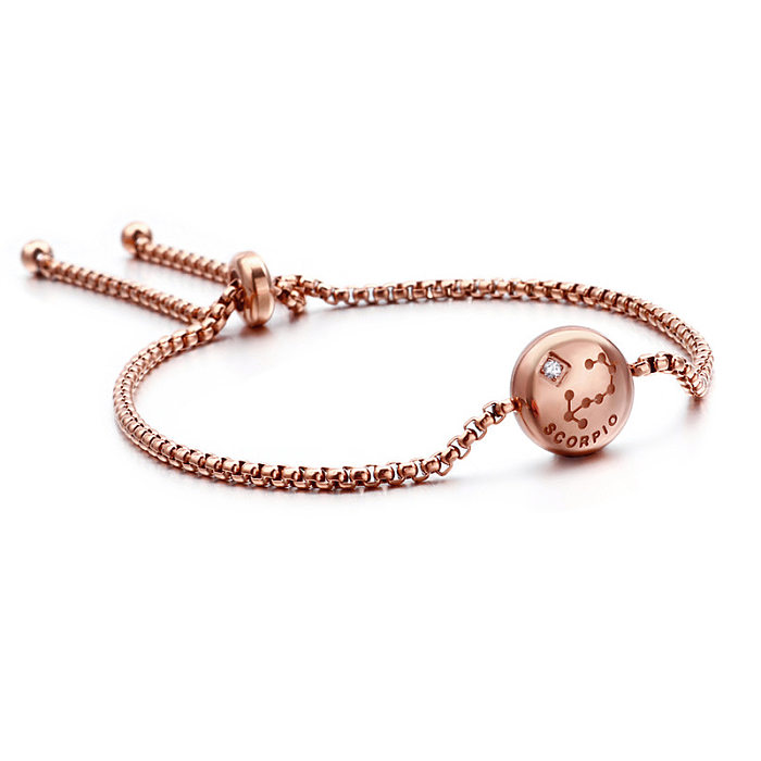 Creative Twelve Constellation Stainless Steel Diamond Bracelet Adjustable Simple Jewelry Wholesale