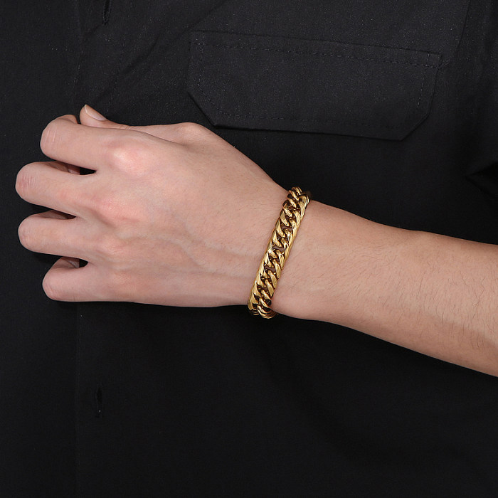 Wholesale Hip-Hop Solid Color Stainless Steel 18K Gold Plated Bracelets