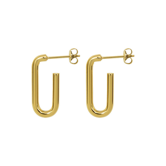 Retro U-shaped Geometric Stainless Steel 18k Gold Earrings Wholesale