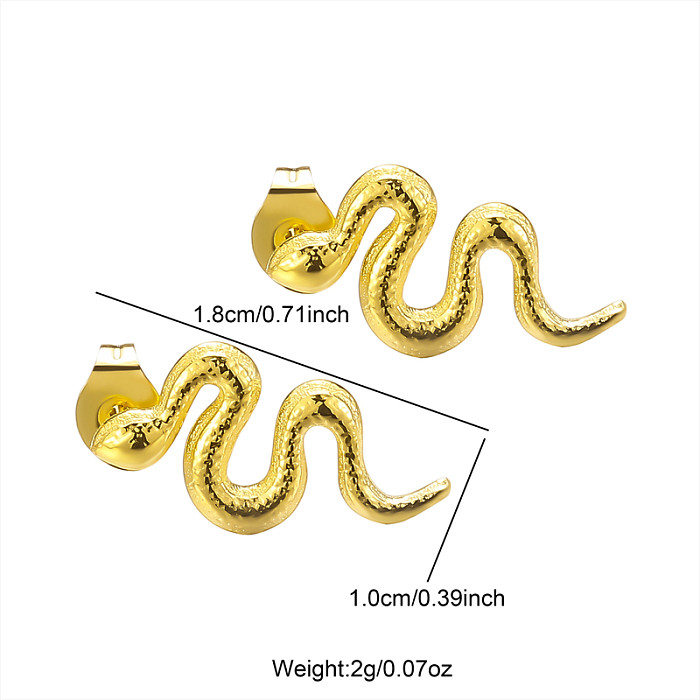 1 paire de boucles d'oreilles serpent de style rétro classique en acier inoxydable