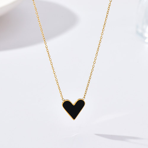 Fashion Heart Shape Stainless Steel  Enamel Necklace 1 Piece