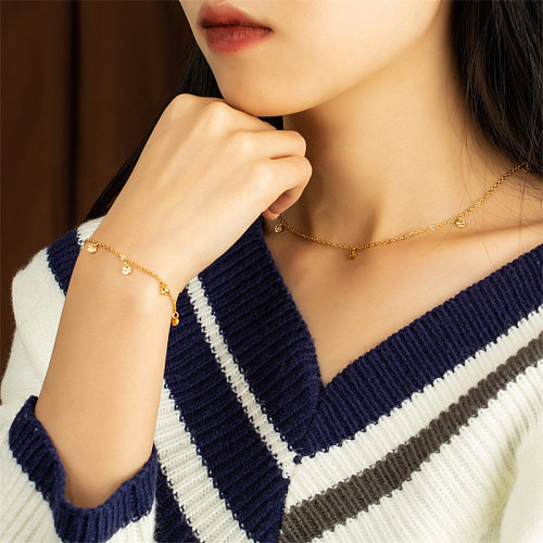 Casual Simple Style Classic Style Solid Color Stainless Steel Titanium Steel Polishing Plating Titanium Steel Gold Plated Bracelets