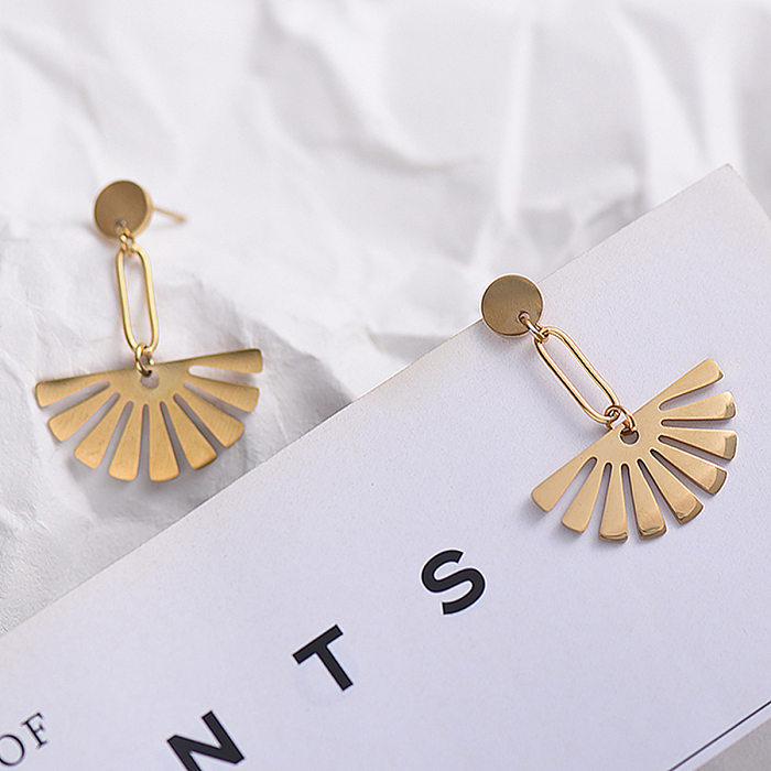 Simple Geometric Creative Stainless Steel  Fan-shaped Earrings