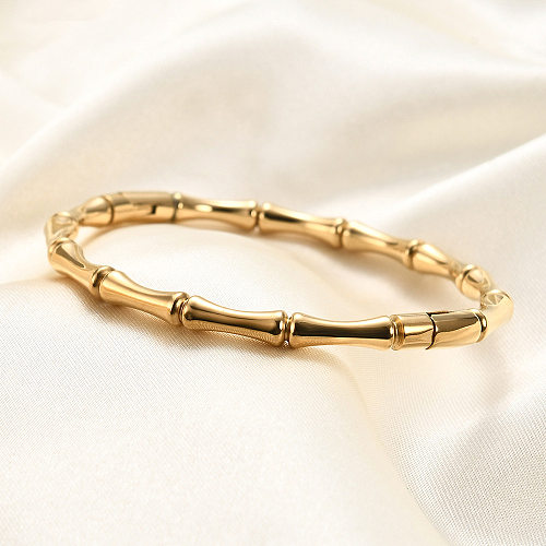 Wholesale Simple Style Solid Color Titanium Steel Plating Gold Plated Bangle