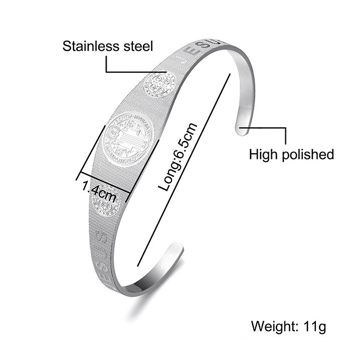 Casual Streetwear Solid Color Stainless Steel Bangle In Bulk