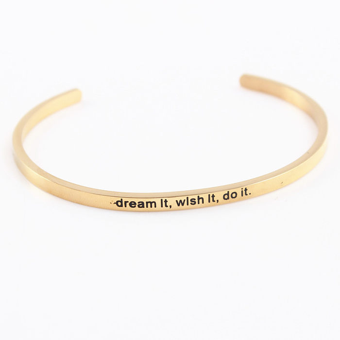 Casual Simple Style Letter Stainless Steel Cuff Bracelets