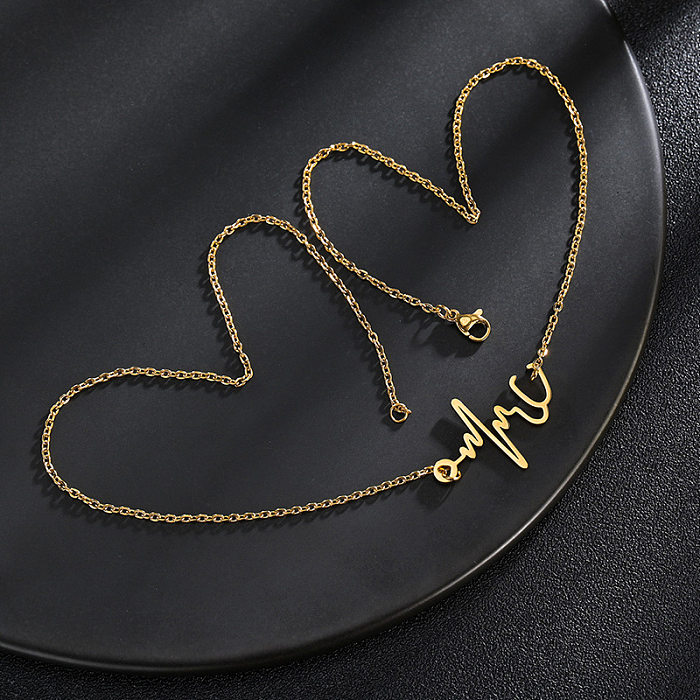Collier avec pendentif en acier inoxydable pour femme élégante, électrocardiogramme
