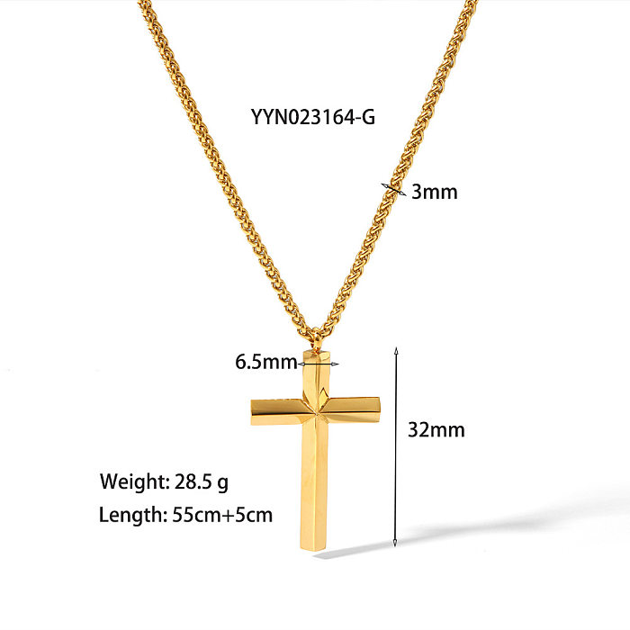 Halskette mit Anhänger „Commute Cross“ mit Edelstahlbeschichtung und 18-Karat-Vergoldung