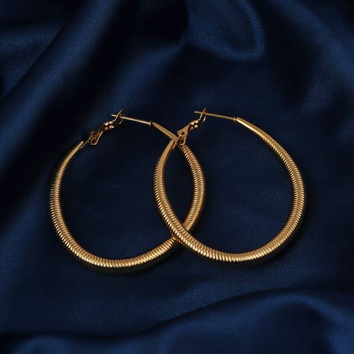 1 Paar Retro-Ohrringe aus Edelstahl mit 14-Karat-Vergoldung, einfarbig