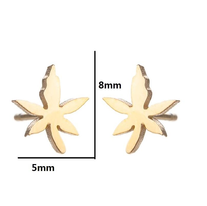 Modische Ahornblatt-Blume-Ohrstecker mit Edelstahlbeschichtung, 1 Paar