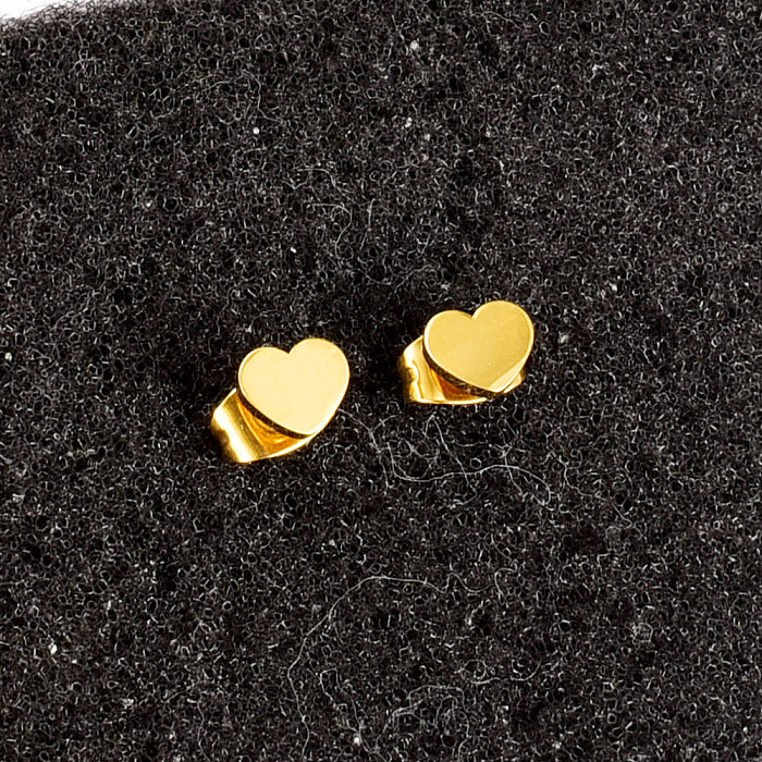 1 Pair Simple Style Commute Heart Shape Plating Stainless Steel Ear Studs