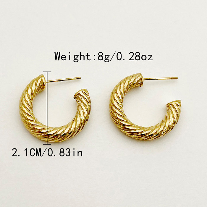 1 Pair Simple Style C Shape Solid Color Plating Stainless Steel  Gold Plated Earrings