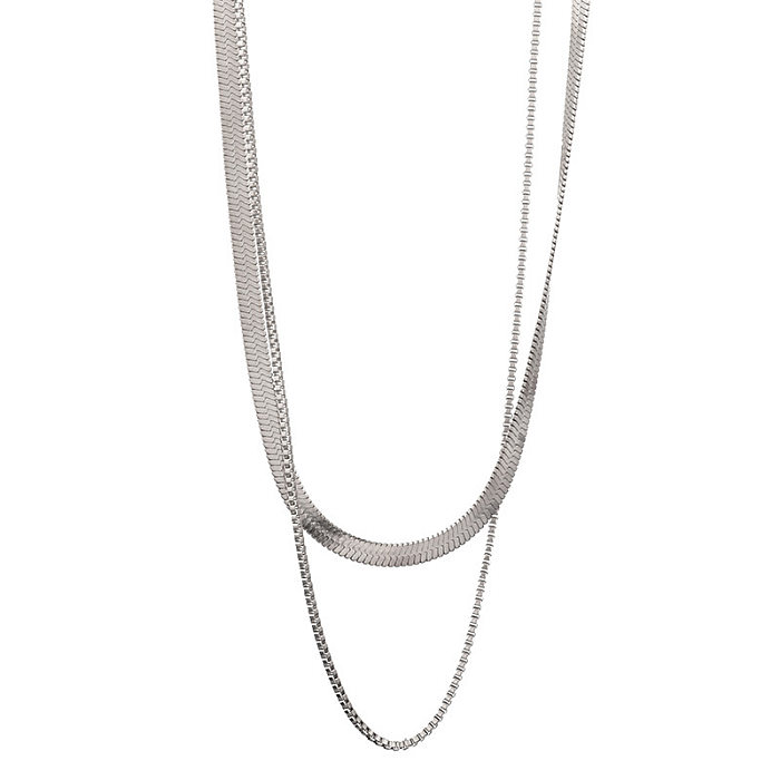Punk Simple Style Solid Color Stainless Steel Plating 18K Gold Plated Layered Necklaces