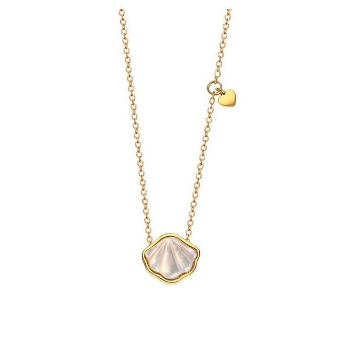 Fashion Shell Stainless Steel Inlay Shell Pendant Necklace 1 Piece