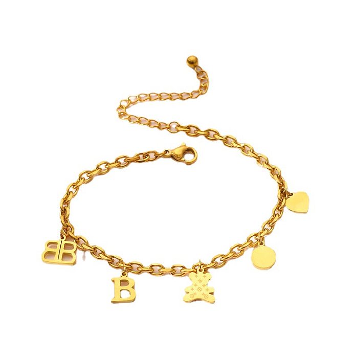 Fashion Bear Titanium Steel Inlaid Gold Bracelets 1 Piece