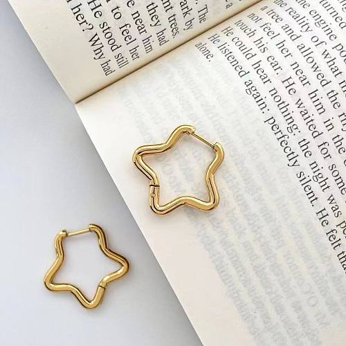1 Pair Simple Style Pentagram Plating Stainless Steel  18K Gold Plated Earrings