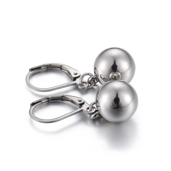 Boucles d'oreilles boule ovale en acier inoxydable, bijoux, vente en gros