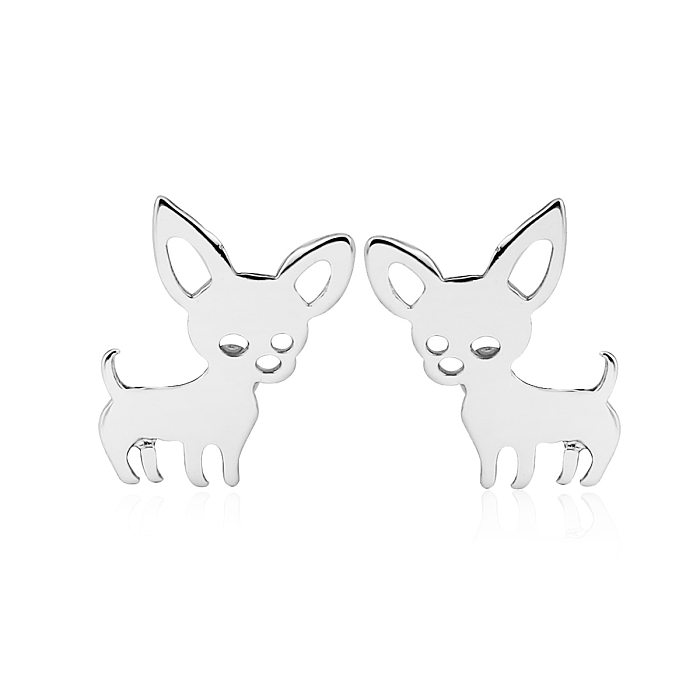 Women'S Simple Style Dog Stainless Steel  No Inlaid Ear Studs Stainless Steel  Earrings