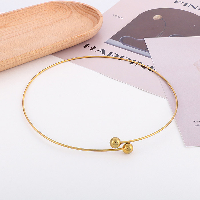 Simple Style Solid Color Stainless Steel Plating 18K Gold Plated Choker