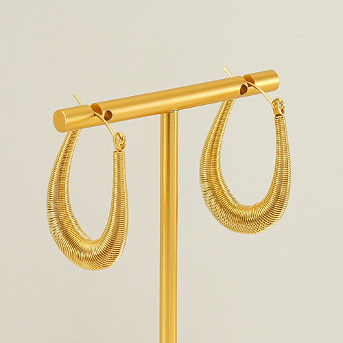 1 Paar elegante Ohrringe aus Edelstahl mit 18-Karat-Vergoldung und geometrischer Grundbeschichtung