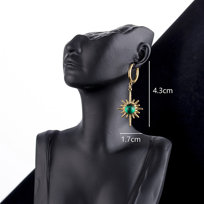 1 Pair Vintage Style Classic Style Star Stainless Steel Inlay Zircon Drop Earrings