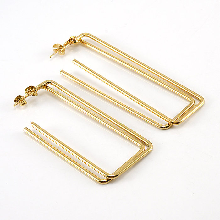 Simple Style Square Stainless Steel  Ear Studs Polishing Plating Stainless Steel  Earrings